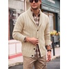 Runcati Mens Shawl Collar Cardigan Sweater Cable Knit Fall Winter Sweaters(Light Khaki)
