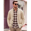 Runcati Mens Shawl Collar Cardigan Sweater Cable Knit Fall Winter Sweaters(Light Khaki)