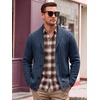 Runcati Mens Shawl Collar Cardigan Sweater Cable Knit Fall Winter Sweaters(Navy)