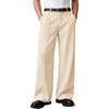 Runcati Mens Baggy Dress Pants Casual Pleated Wide Leg Lightweight Trousers(Beige)