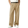 Runcati Mens Baggy Dress Pants Wide Leg Pleated Casual Slacks 30″/32″/34″(Khaki)