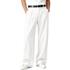 Runcati Mens Baggy Dress Pants Wide Leg Pleated Casual Slacks 30″/32″/34″(White)