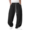 Runcati Men’s Baggy Sweatpants Wide Leg Casual Cotton Joggers Workout Pants(Black)