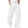 Runcati Men’s Baggy Sweatpants Wide Leg Casual Cotton Joggers Workout Pants(White)