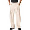Runcati Mens Baggy Wide Leg Dress Pants Pleated Casual Work Slacks Trousers(Apricot)