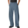 Runcati Mens Baggy Wide Leg Dress Pants Pleated Casual Work Slacks Trousers(Bluish Grey)