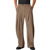 Runcati Mens Baggy Wide Leg Dress Pants Pleated Casual Work Slacks Trousers(Dark Khaki)