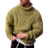 Runcati Mens Cable Knit Sweater Turtleneck Casual Chunky Pullover Jumper(Green)