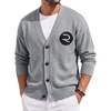 Runcati Mens Cardigan Sweater V Neck Slim Fit Knit Button Down Sweaters(Grey)
