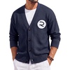 Runcati Mens Cardigan Sweater V Neck Slim Fit Knit Button Down Sweaters(Navy)