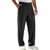 Runcati Mens Casual Dress Pants Elastic Waist Pleated Baggy Wide Leg Slacks(Black)