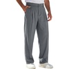 Runcati Mens Casual Dress Pants Elastic Waist Pleated Baggy Wide Leg Slacks(Grey)