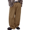 Runcati Mens Corduroy Baggy Pants Wide Leg Casual Fall Winter Slacks(Khaki)