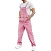 Runcati Men’s Denim Bib Overall Jean Romper(Pink)