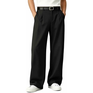 Runcati Mens Baggy Dress Pants Wide Leg Pleated Casual Slacks 30″/32″/34″(Black)