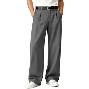 Runcati Mens Baggy Dress Pants Wide Leg Pleated Casual Slacks 30″/32″/34″(Dark Grey)