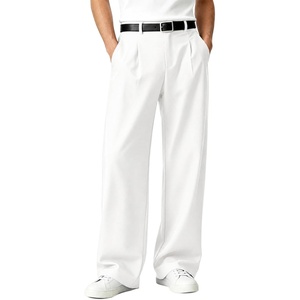 Runcati Mens Baggy Dress Pants Wide Leg Pleated Casual Slacks 30″/32″/34″(White)