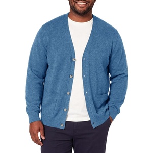 Runcati Mens Big and Tall Cardigan Sweater V Neck Casual Plus Size Sweaters(Blue)