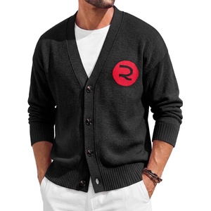 Runcati Mens Cardigan Sweater V Neck Slim Fit Knit Button Down Sweaters(Black)