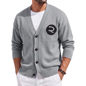 Runcati Mens Cardigan Sweater V Neck Slim Fit Knit Button Down Sweaters(Grey)