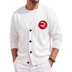 Runcati Mens Cardigan Sweater V Neck Slim Fit Knit Button Down Sweaters(White)